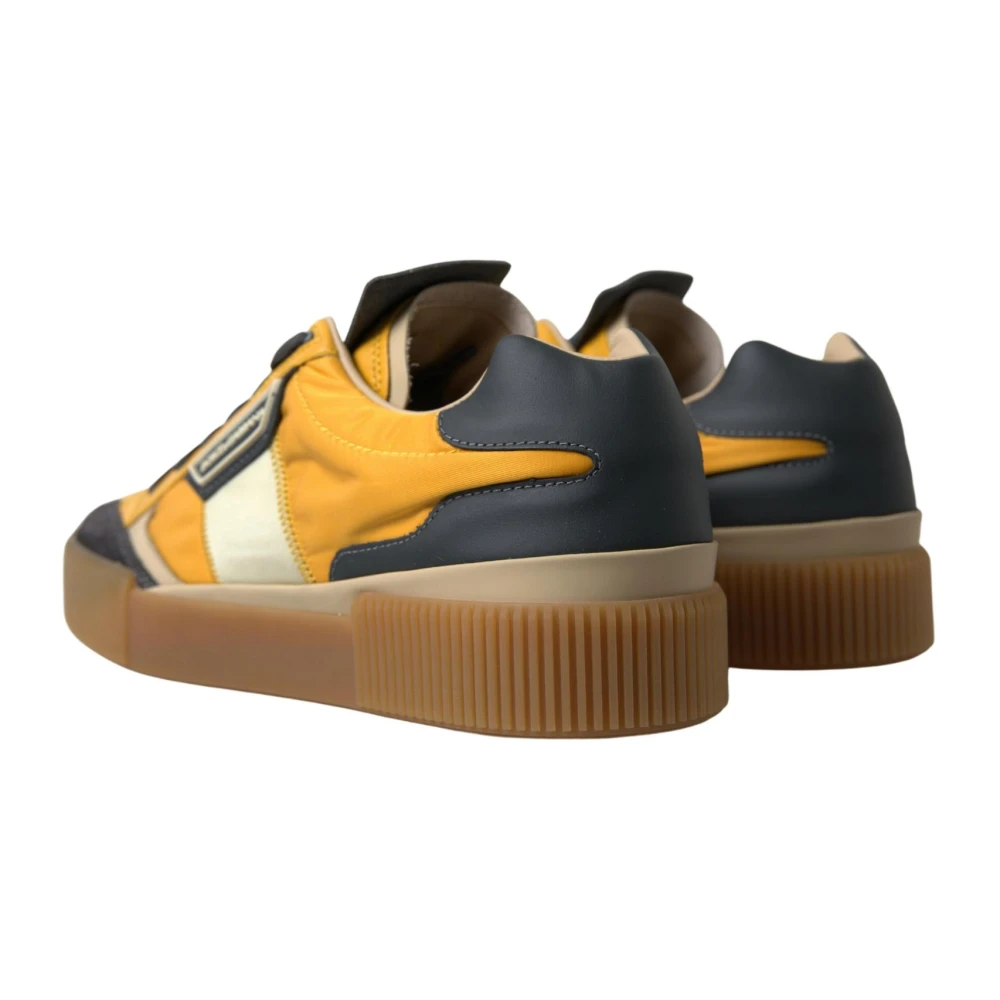 Dolce & Gabbana Blauwe Leren Lage Sneakers Yellow Heren