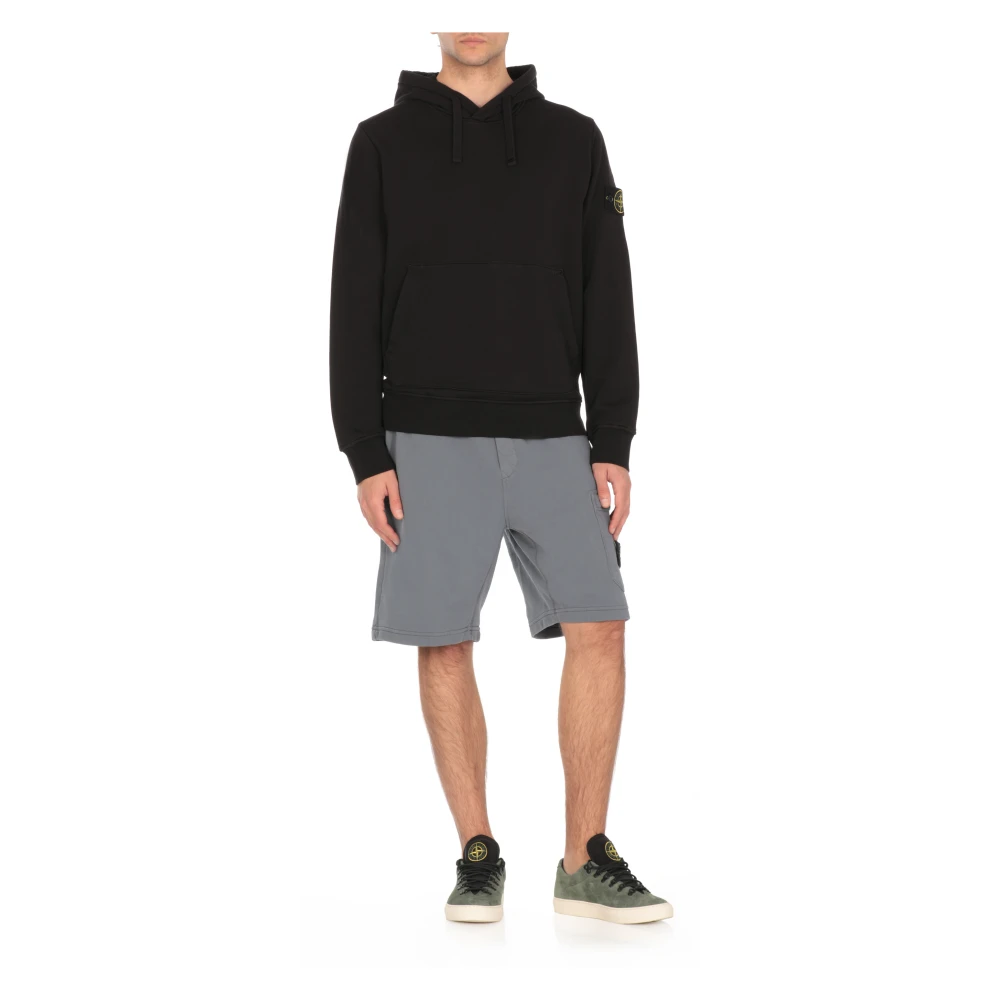 Stone Island Zwarte Katoenen Hoodie met Logopatch Black Heren