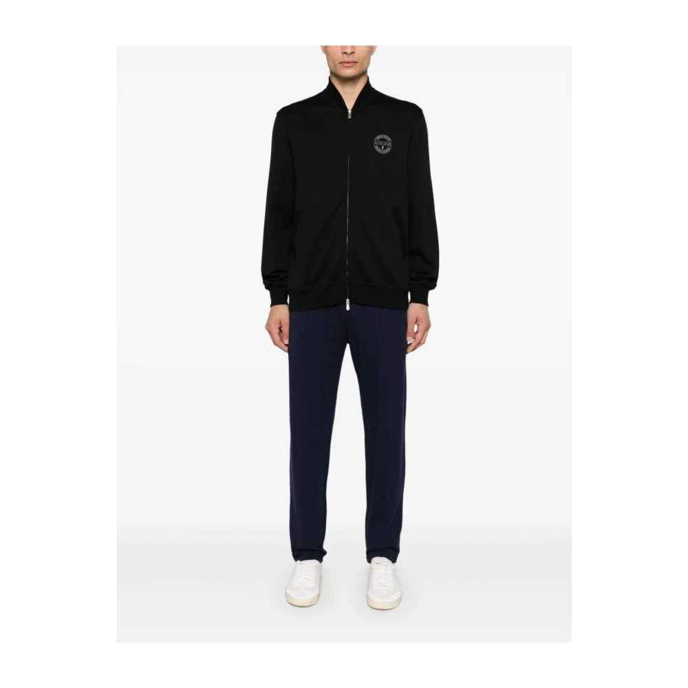 BRUNELLO CUCINELLI Zwarte Sweater met Logoprint Black Heren
