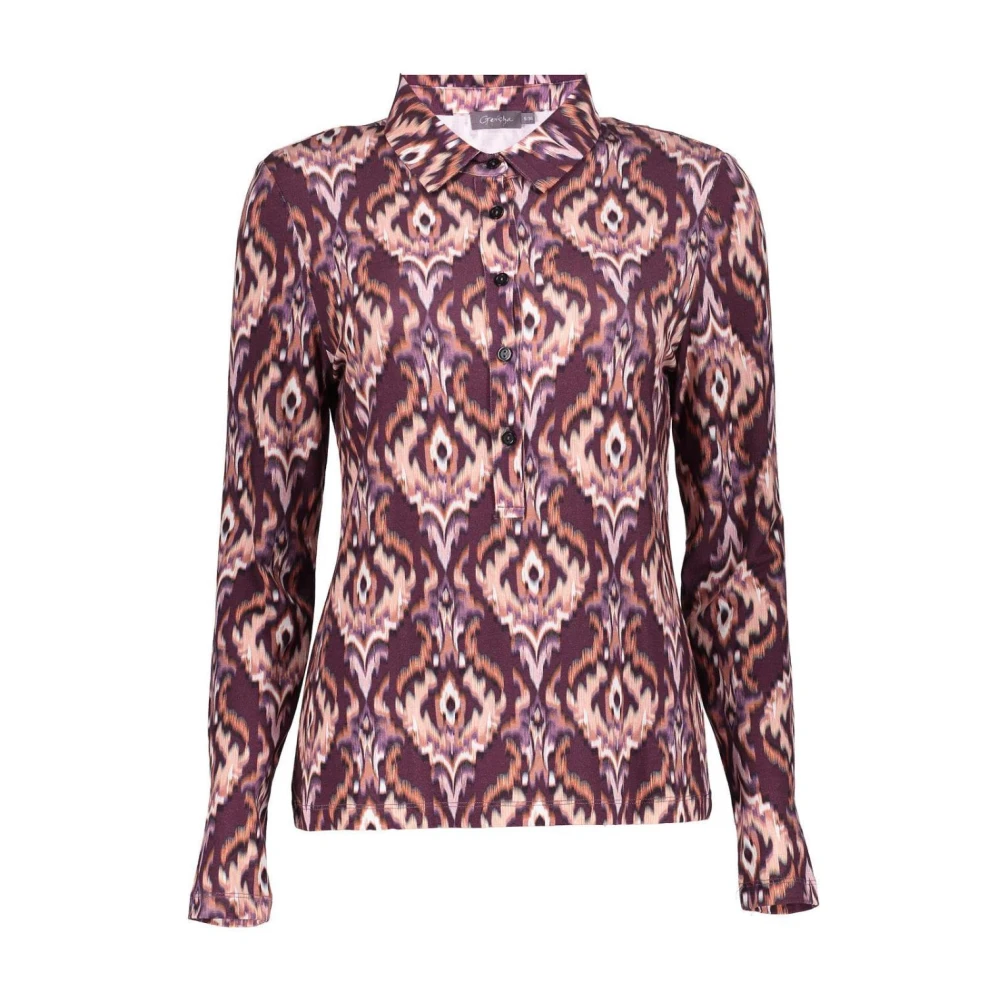Geisha Jersey AOP Blouse in Mauve Comb Purple Dames