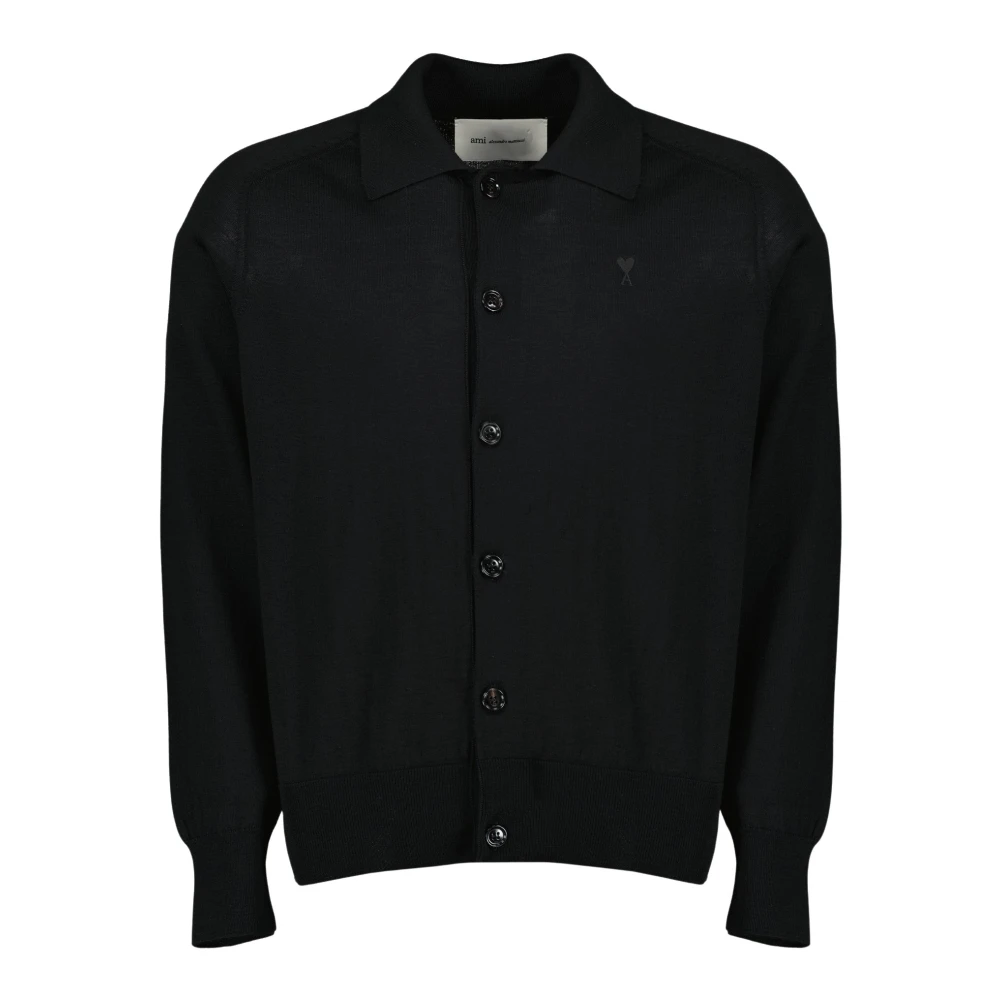 Ami Paris Men's Black Cardigans, L, Cardigans