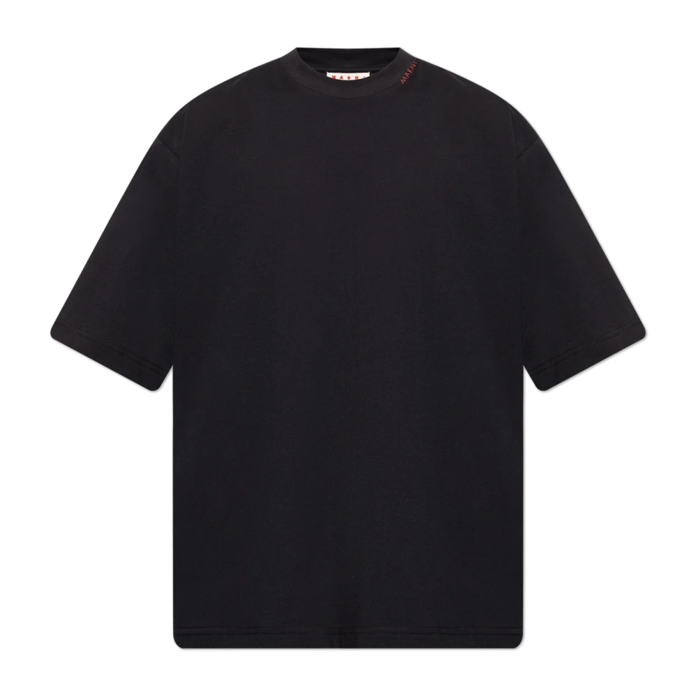 Marni T-shirt met geborduurd logo Black Heren