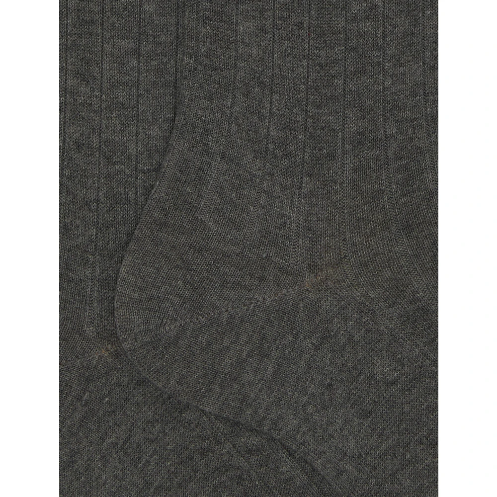 Gallo Lange geribbelde effen grijze katoenen sokken voor heren Gray Heren