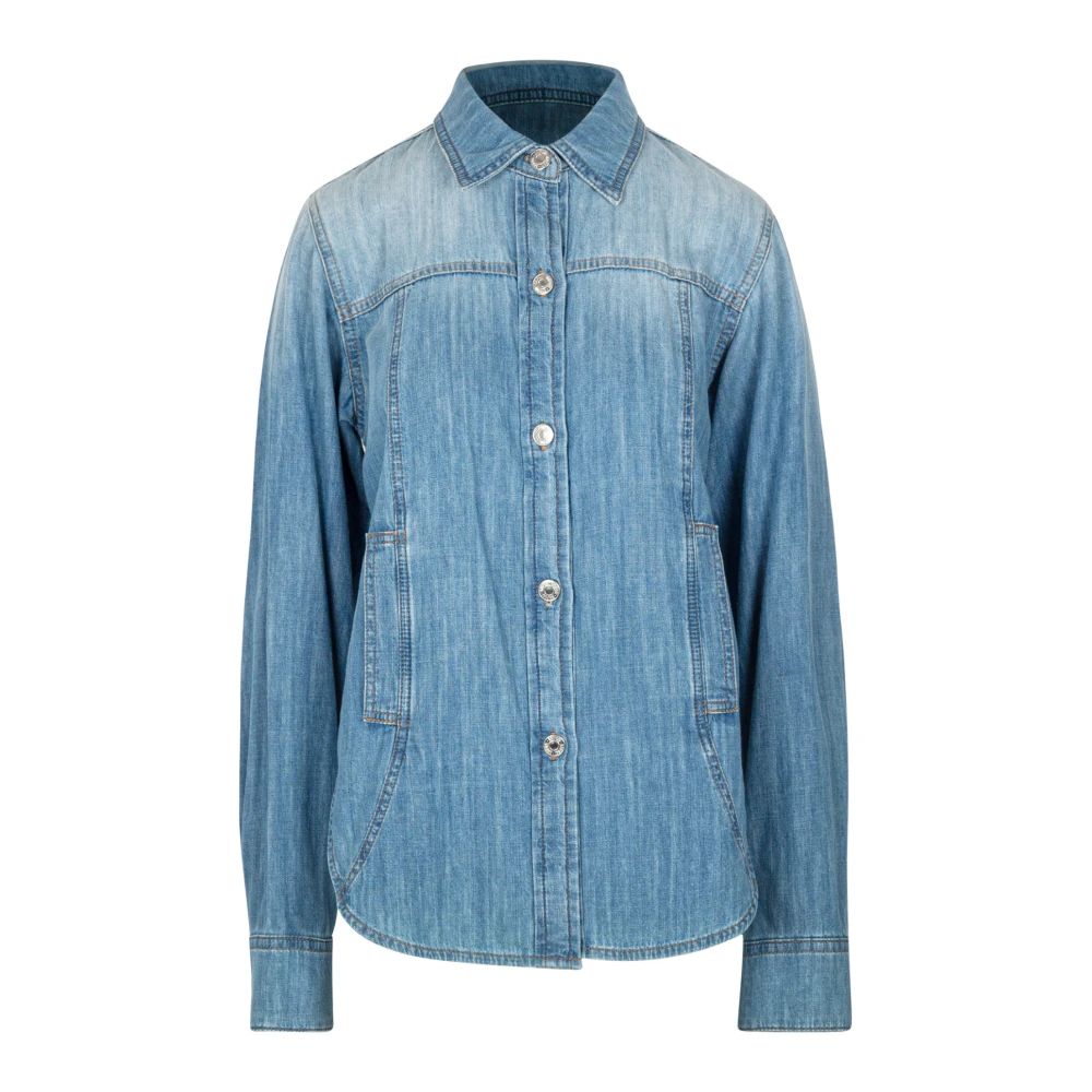 Mauro Grifoni Denim shirt met klassieke kraag Blue Dames