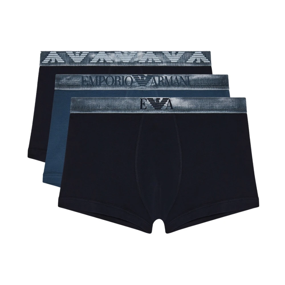 Emporio Armani Men's Blue Stretch Cotton Boxer Set