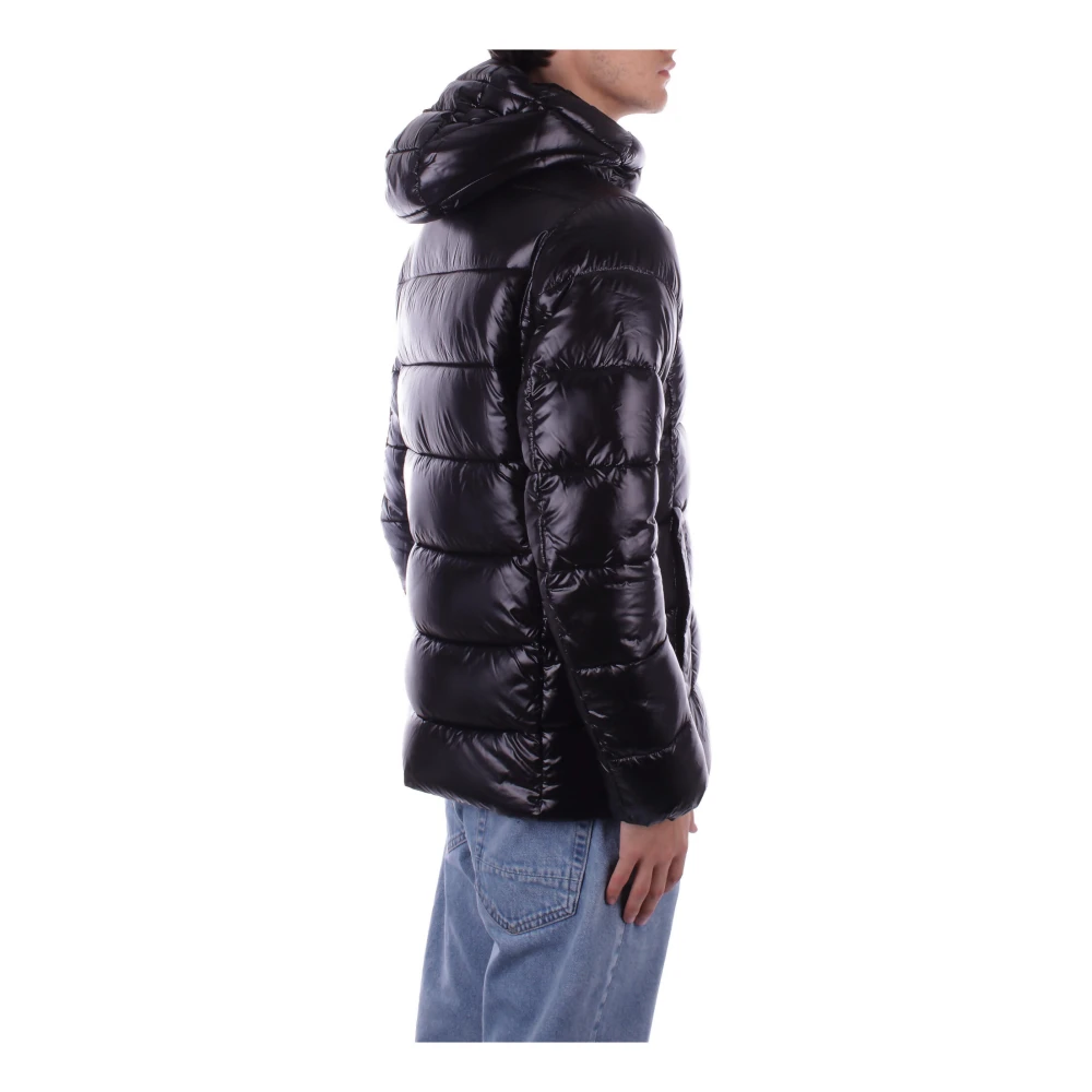 Save The Duck Zwarte Hoodie met zijlogo-rits Black Heren