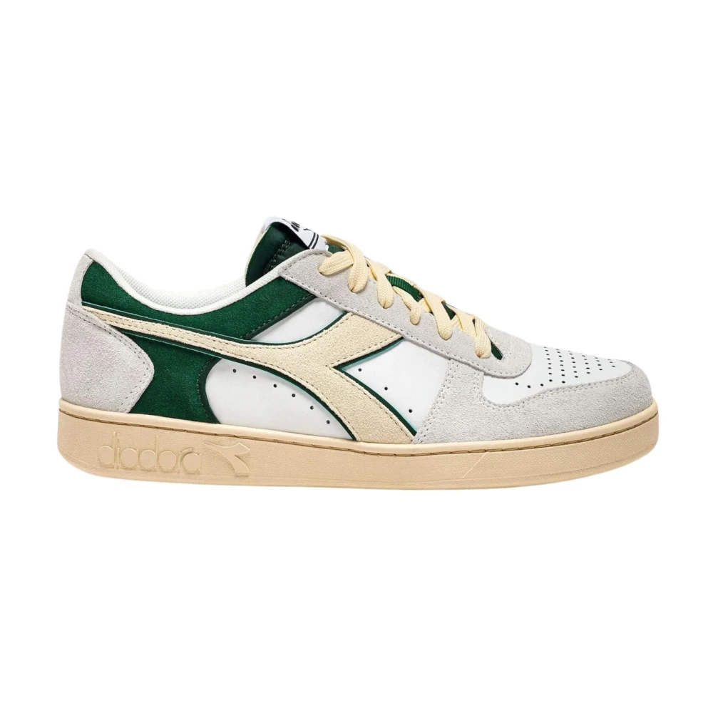 Diadora Men's White Sneakers, 11 Uk, Magic Basket Low Suede Leather Trainers