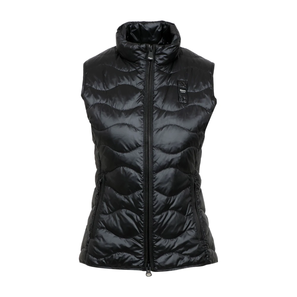 Blauer Vrouw Zwart Geruit Patroon Waterafstotende Jas