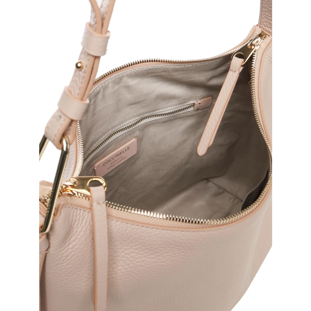 Coccinelle Roze Leren Schoudertas met Rits Pink Dames