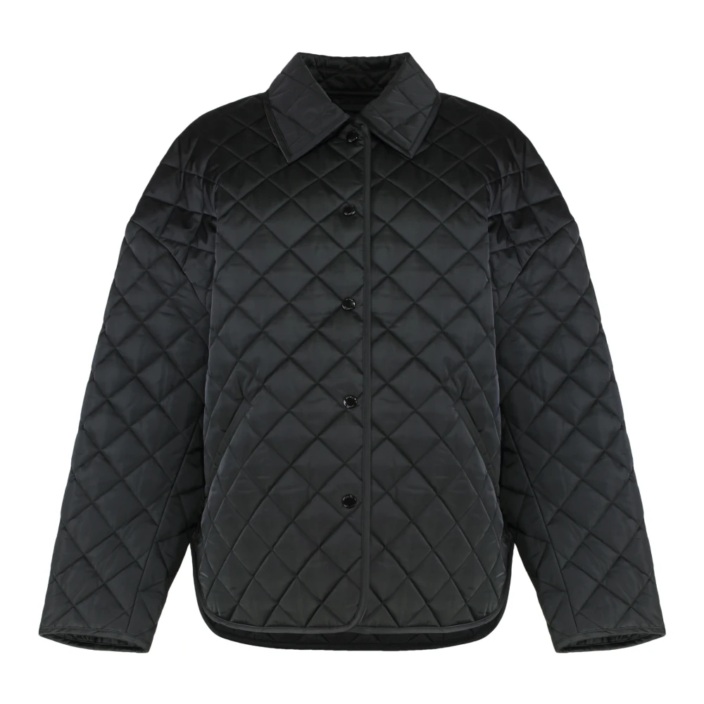 Totême Collared Quilted A-Line Jacket - Female - Light Jackets - Black - S - Jackets