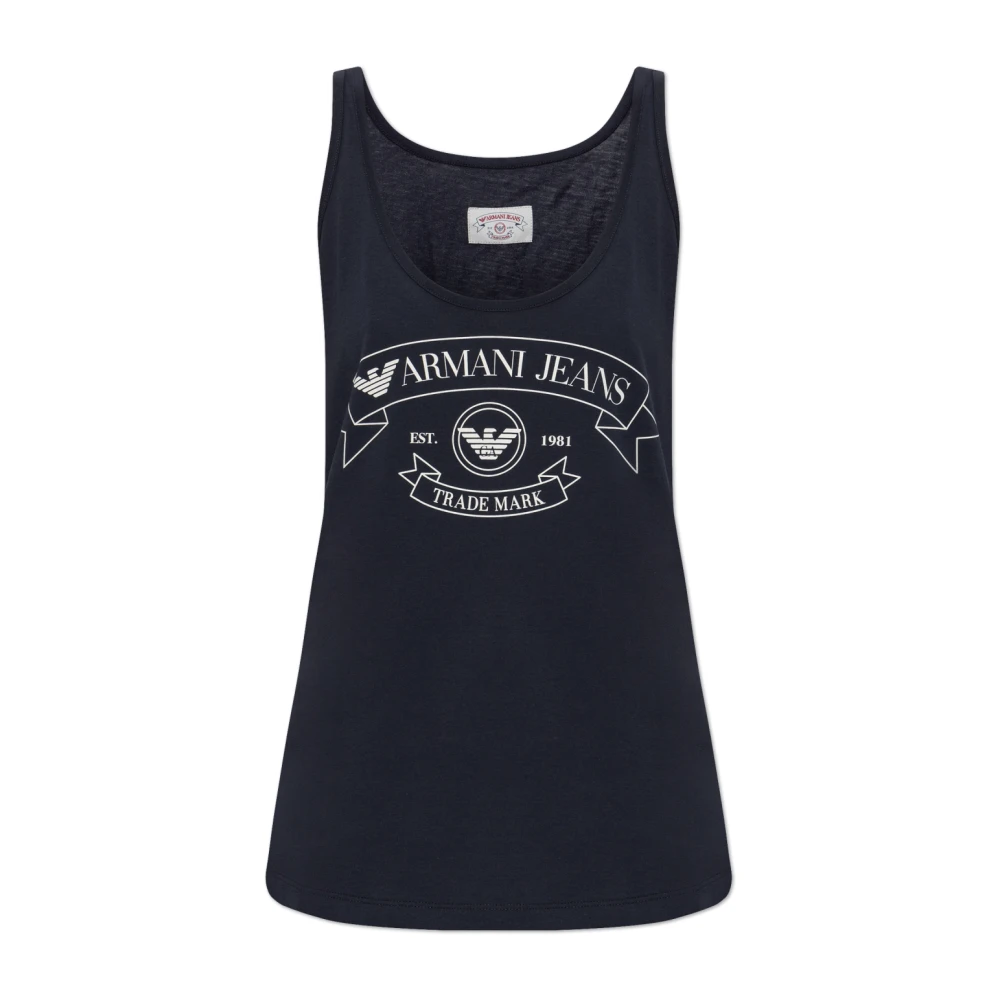 Emporio Armani Blå Printed Jersey Tank Top