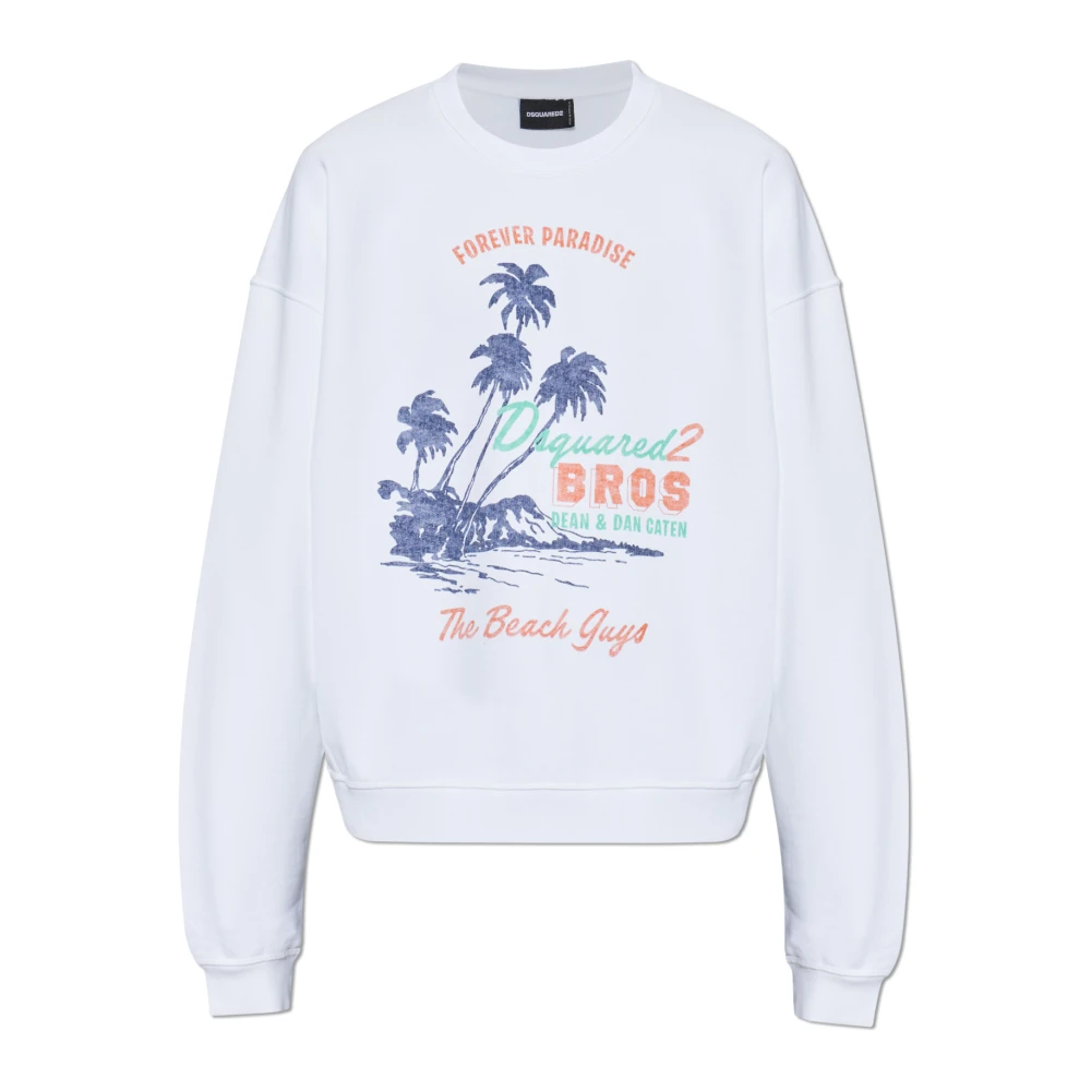 Dsquared2 Men's White Sweatshirts, M, Colorful Print Sweatshirt