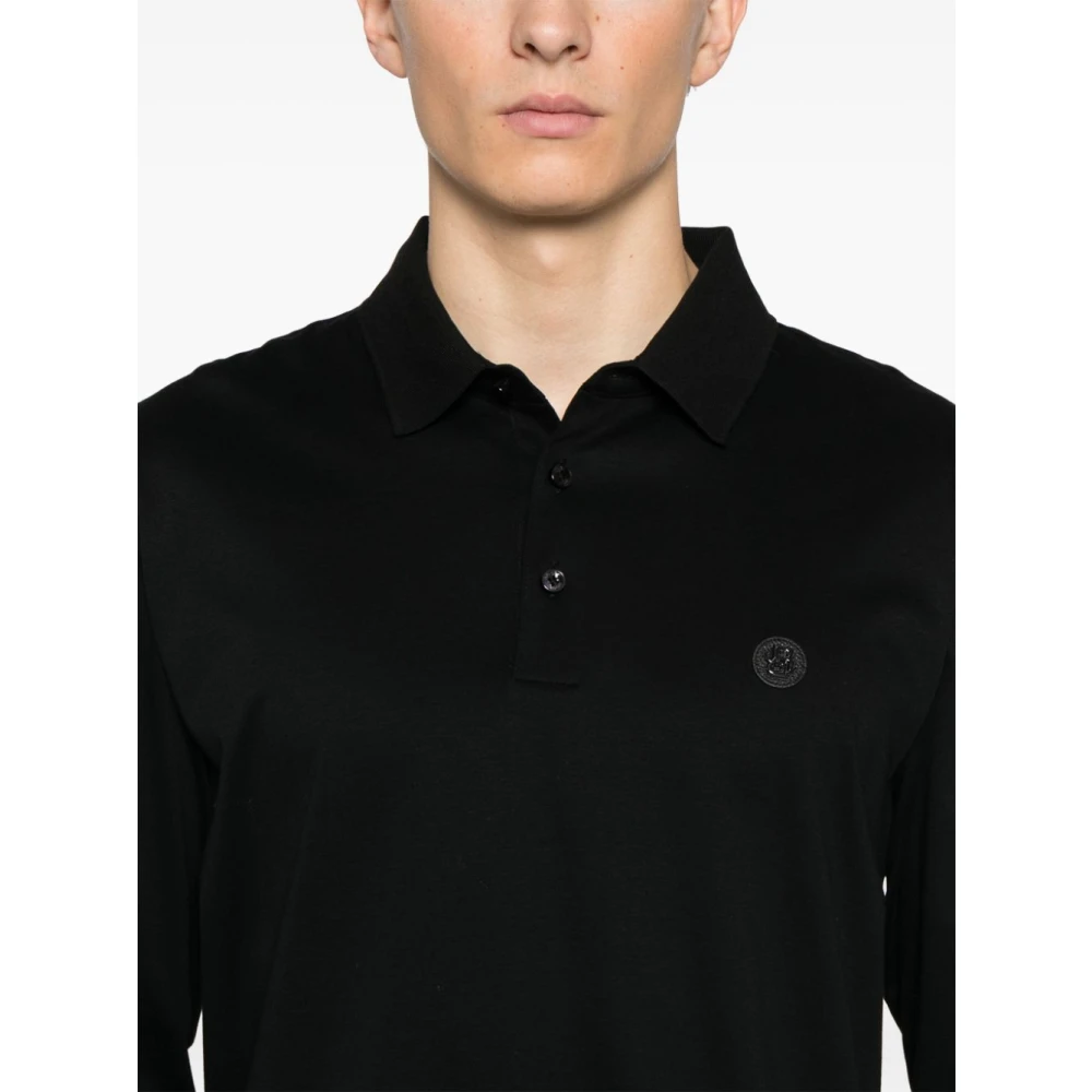 Hugo Boss Zwarte Logo Metalen Polo Shirt Black Heren