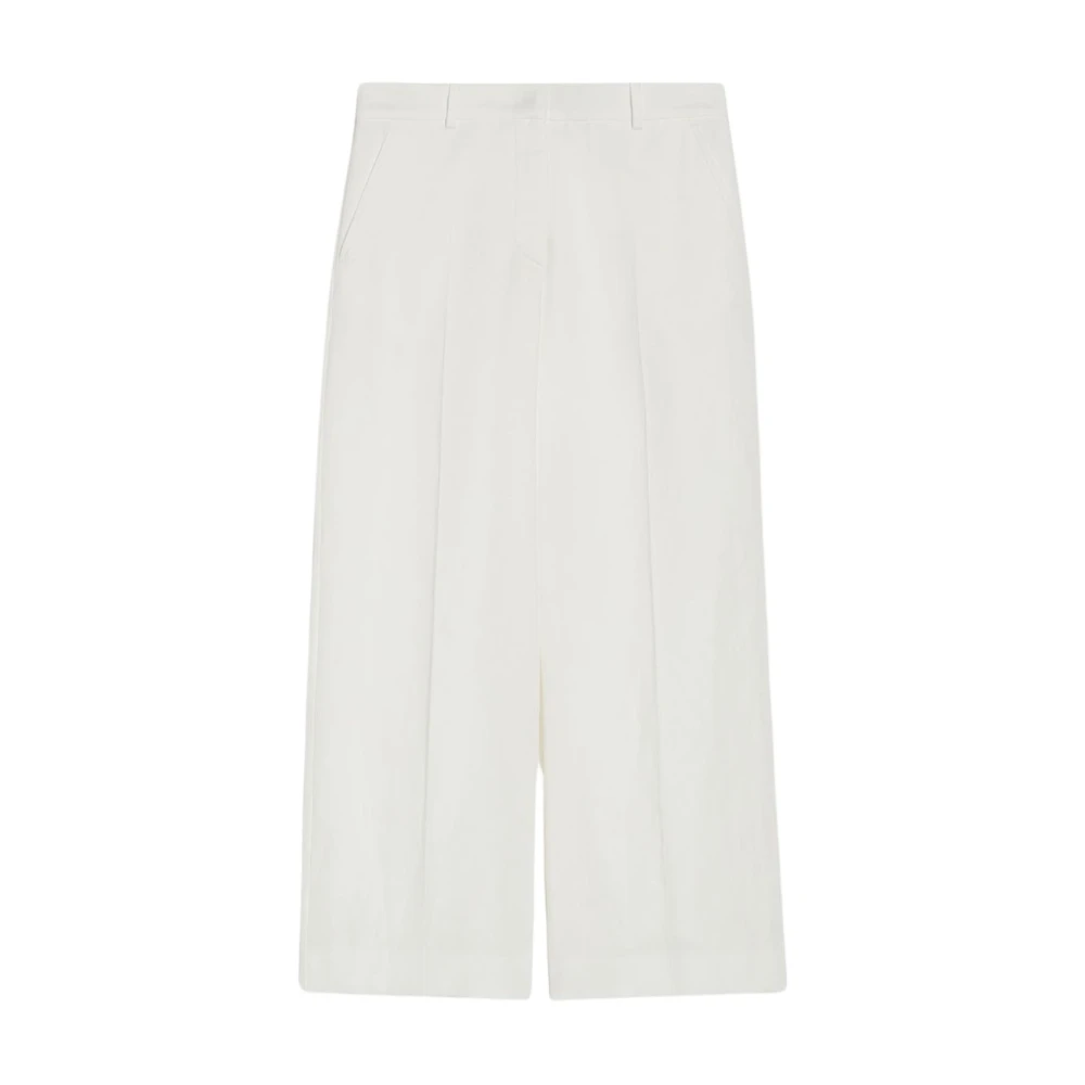 Max Mara Weekend Vida Ben Bomull och Linne Byxor White, Dam