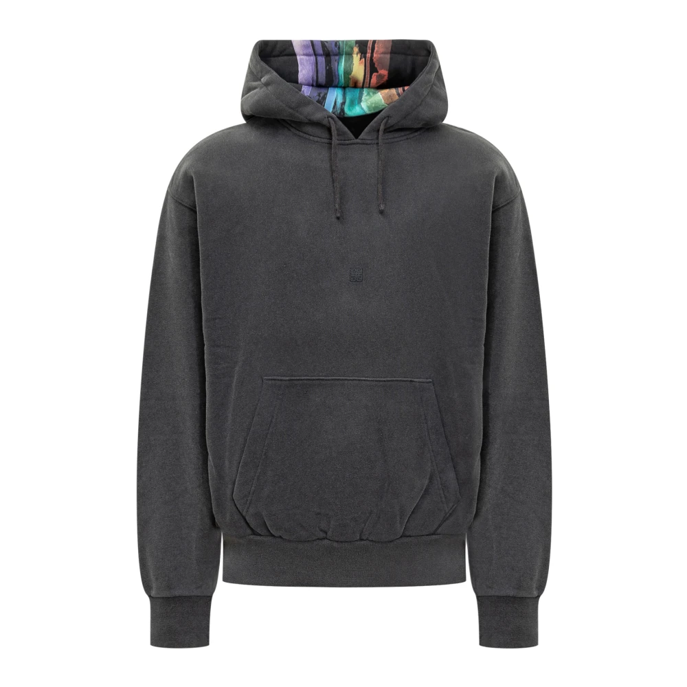 Givenchy Zwarte hoodie met geborduurd logo Gray Heren