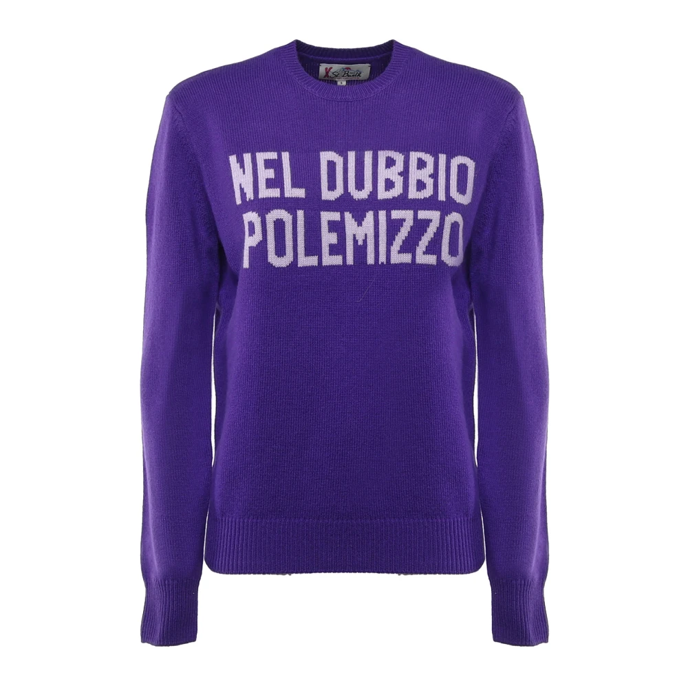 MC2 Saint Barth Wollen Crewneck Trui met Voorlogo Purple Dames