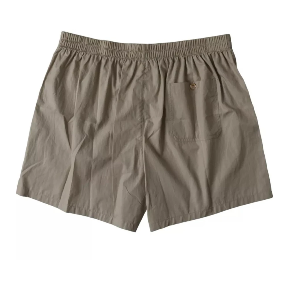 Dolce & Gabbana Men's Brown Cotton Boxer Shorts With Elastic Waistband - Beachwear - S - Swimwear