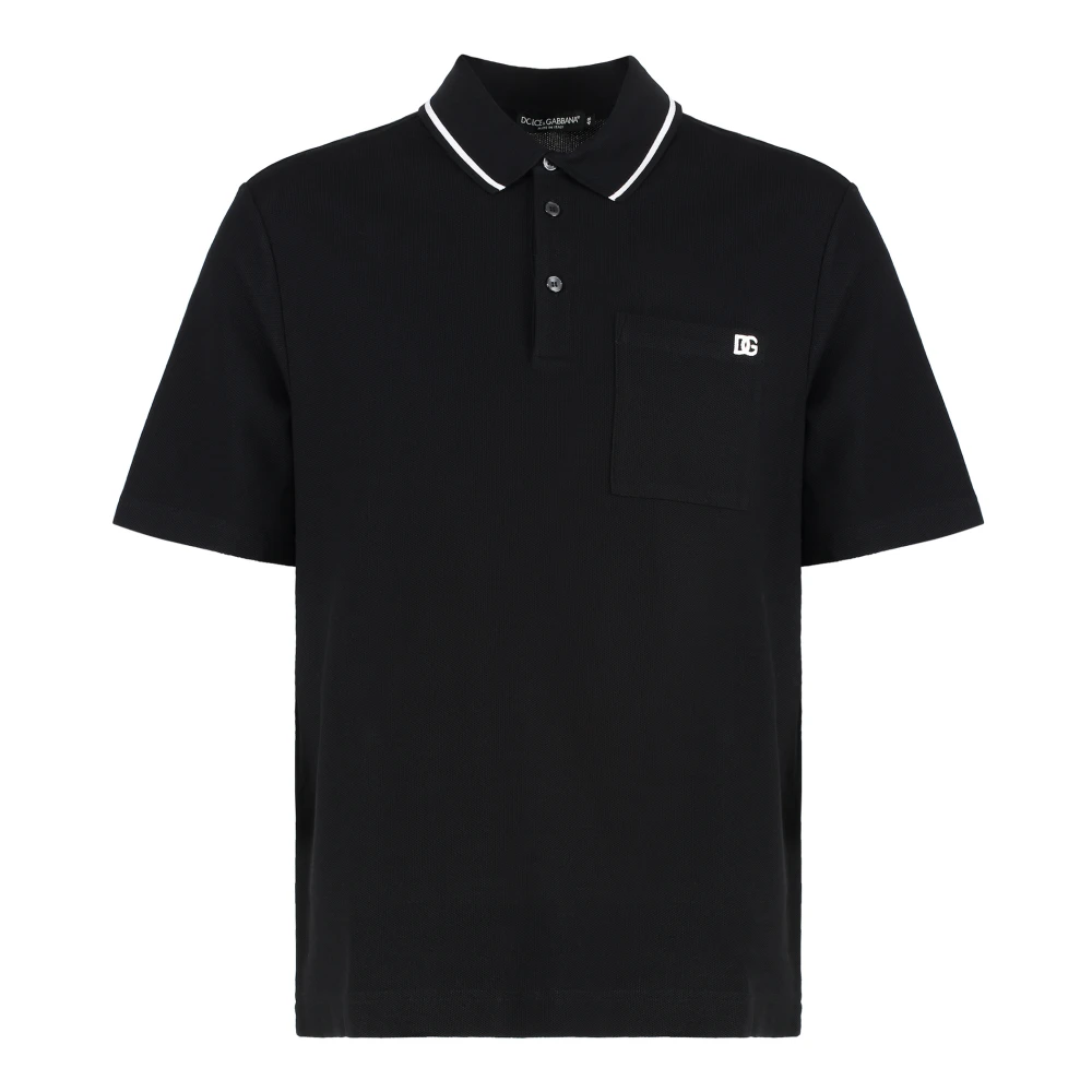 Dolce & Gabbana Men's Black Polo Shirts, S, Cotton Piqué Polo Shirt