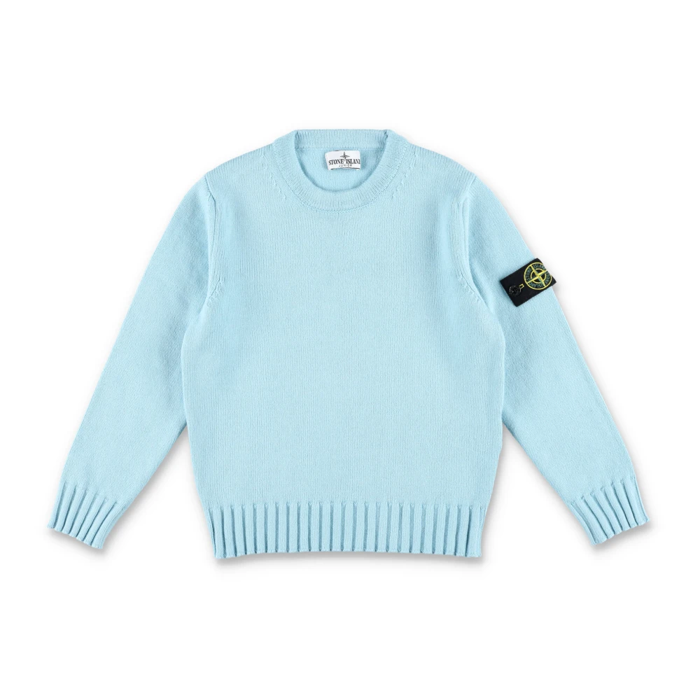 Stone Island Pojkars Stickad Tröja Acqua Aw24 Blue, Pojke