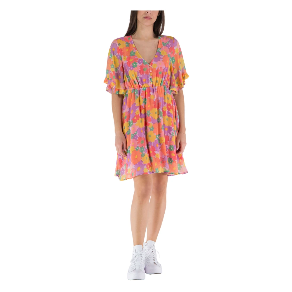 Fracomina Bloemen V-hals Midi Jurk Multicolor Dames