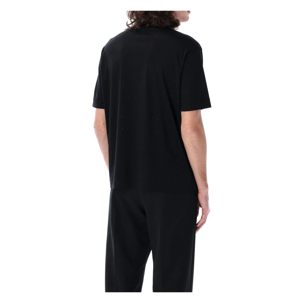 Emporio Armani Zwarte Ss25 T-shirt met Rhinestones Black Heren