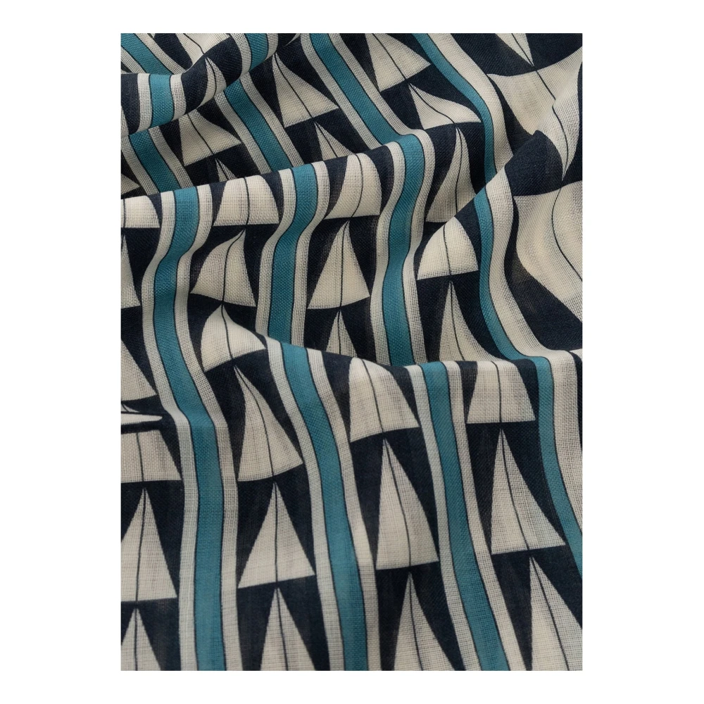 Lanvin Blauwe Geometrisch Patroon Wollen Sjaal Multicolor Dames