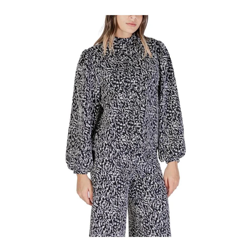 Ichi Zwarte polyesterblend trui voor vrouwen Black Dames
