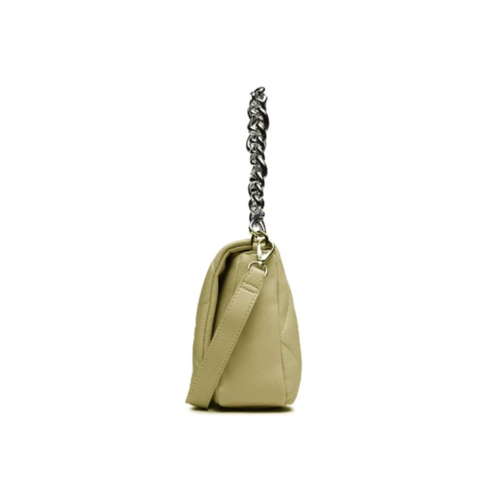 Valentino by Mario Valentino Beige Gewatteerde Schoudertas met Zilveren Accenten Beige Dames
