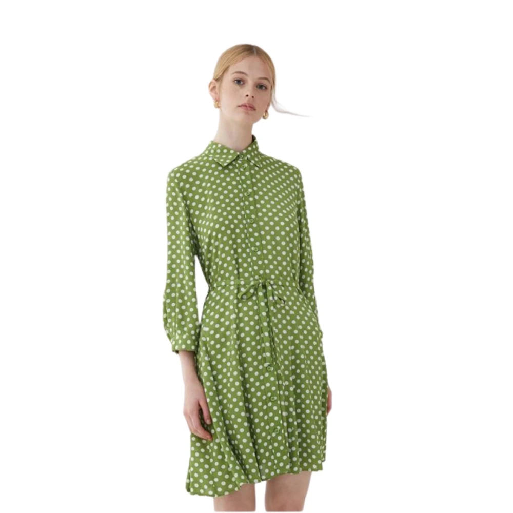 Iblues Gerimpelde Jurk Green Dames