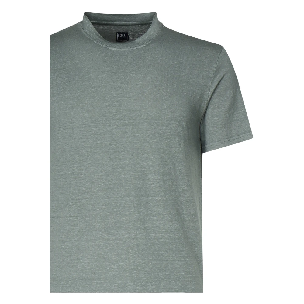 Fedeli Groene Linnen T-shirt en Polo Green Heren