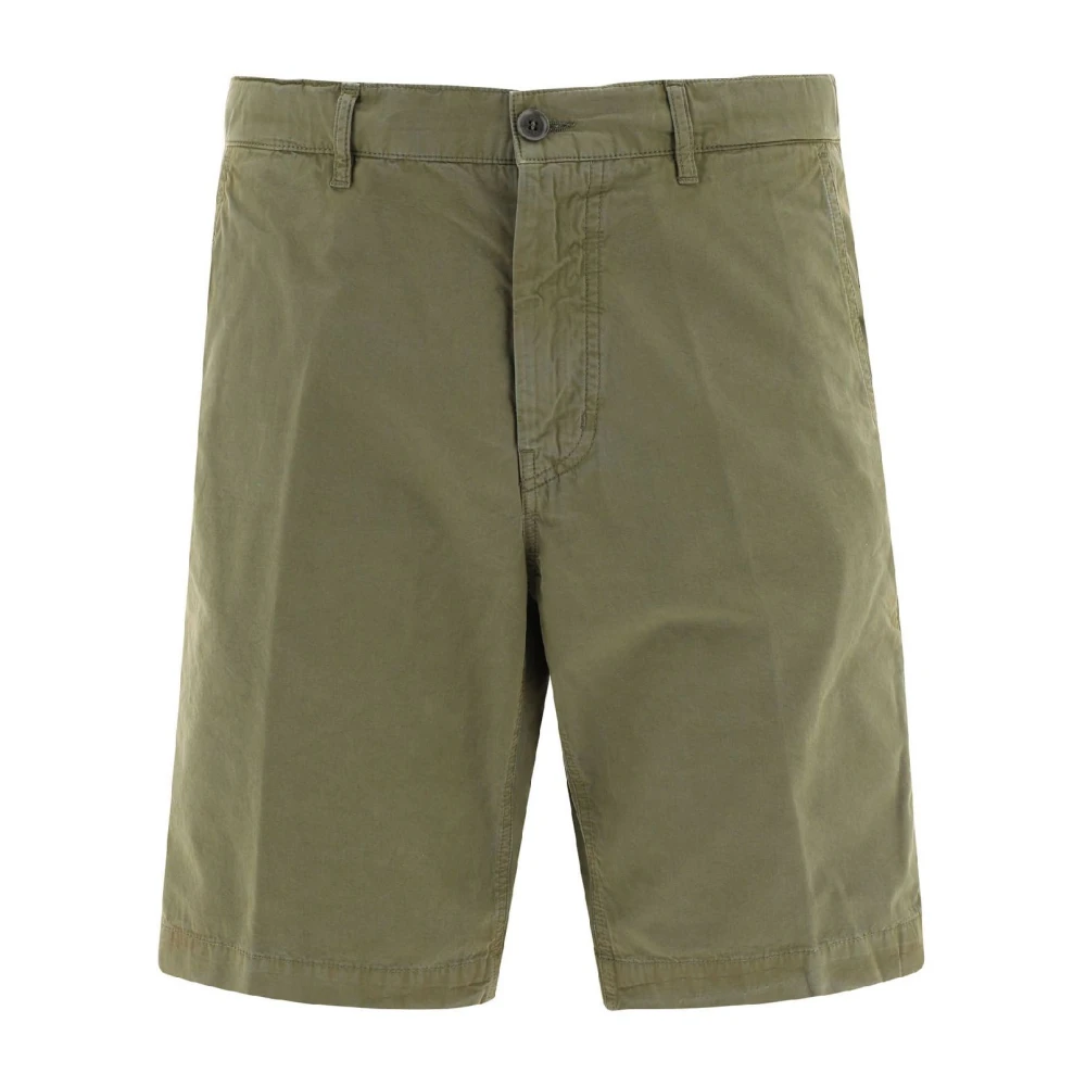 Aspesi Militär Chino Bermuda Shorts Dragkedja Knapp Green, Herr