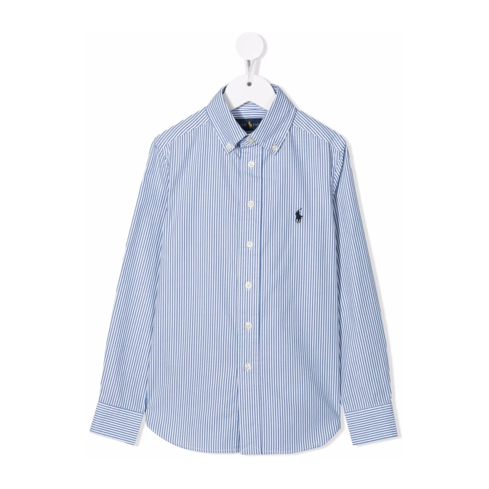 Ralph Lauren Blå Button-Down Skjorta med Signatur Pony Blue, Pojke