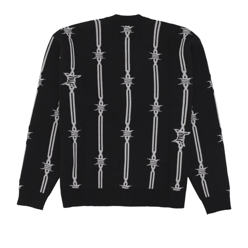 HUF Barbed Wire Jacquard Cardigan Sweater Zwart Black Heren