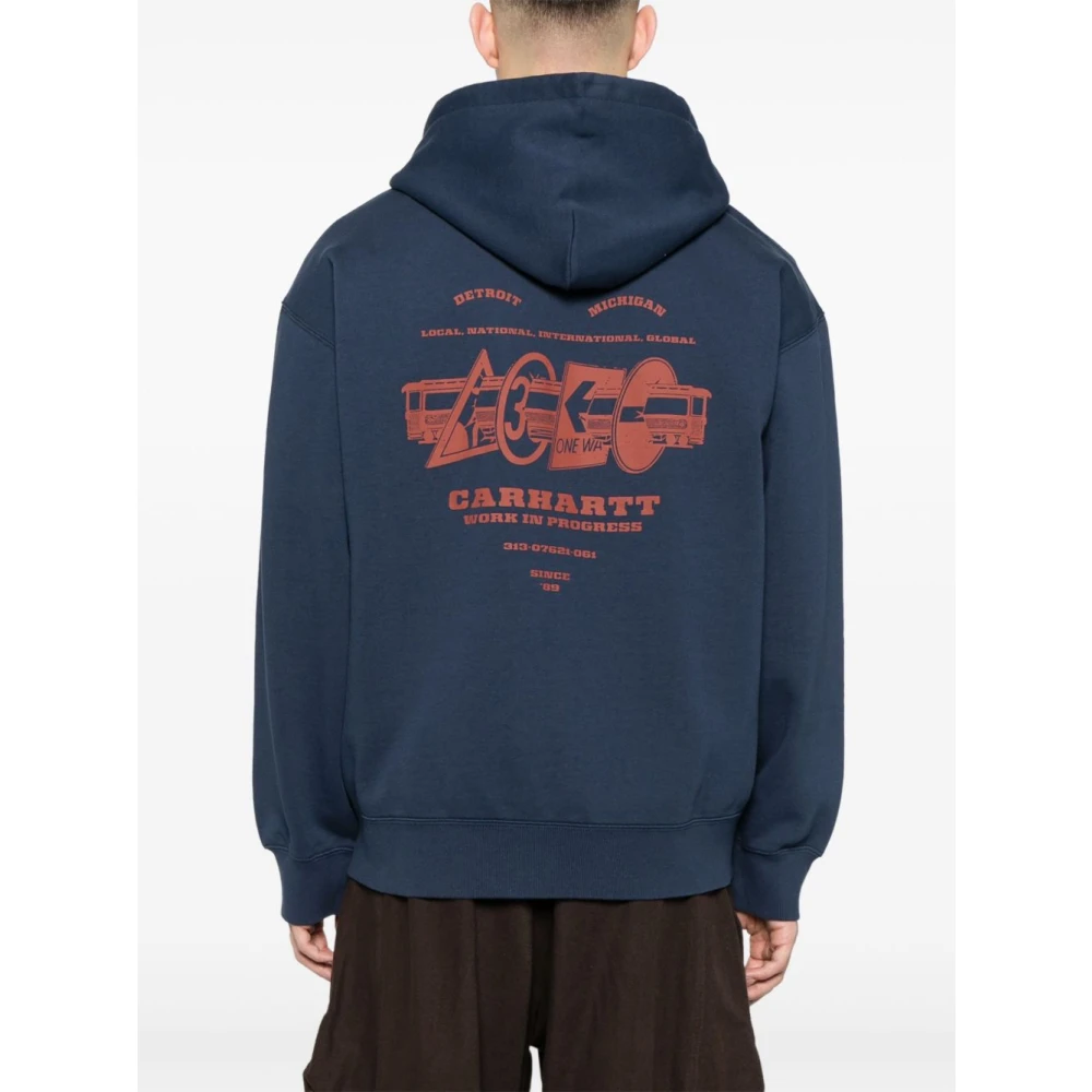 Carhartt WIP Blauwe Sweater met Rits en Logo Blue Heren