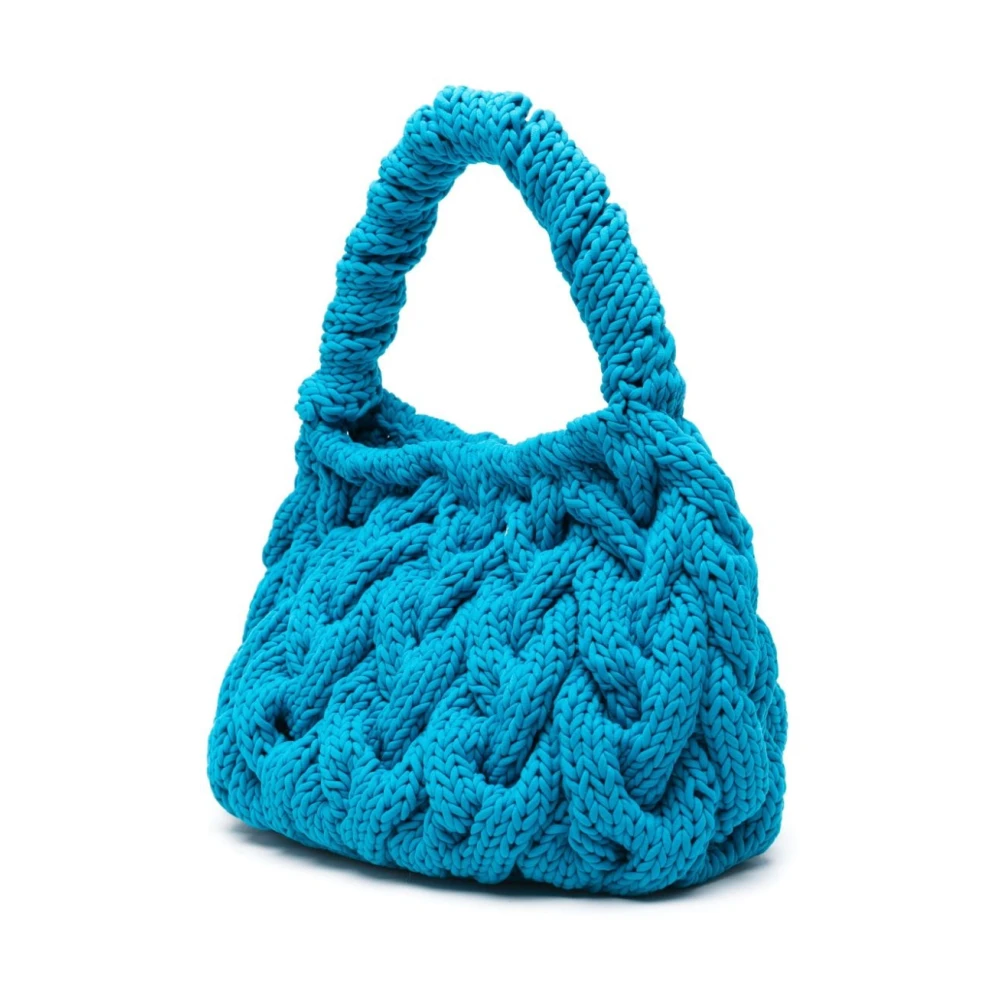 JW Anderson Cable Knit Tote Bag Blue Dames