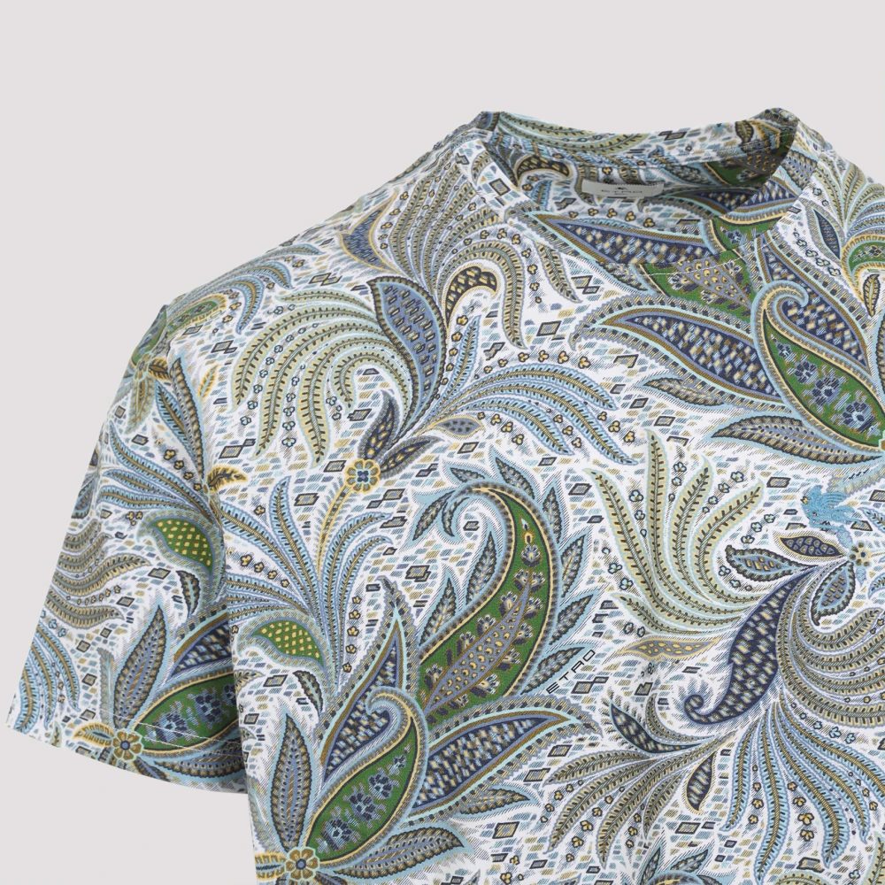 ETRO Blauw Print T-Shirt Roma Stijl Multicolor Heren