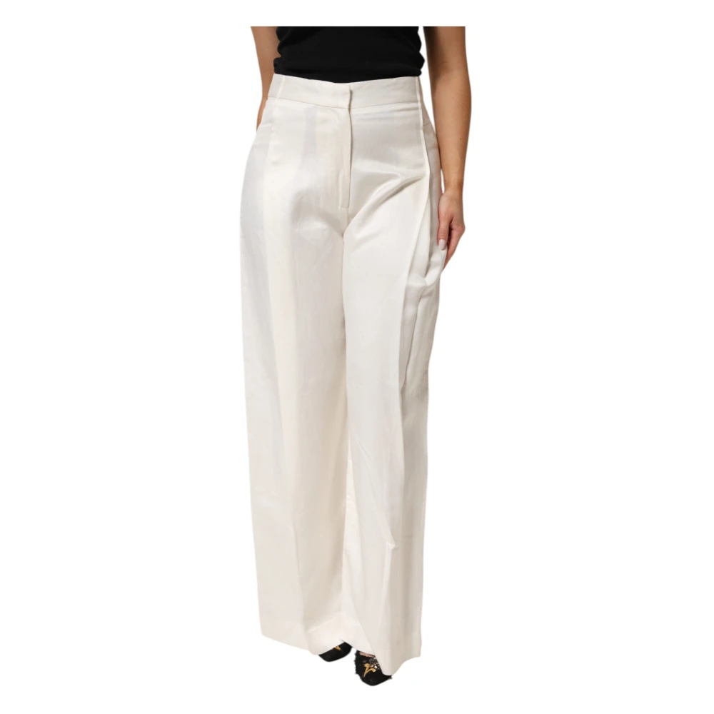 Brian Dales Women's White Wide Leg Trousers - Wide Trousers - M - Trousers