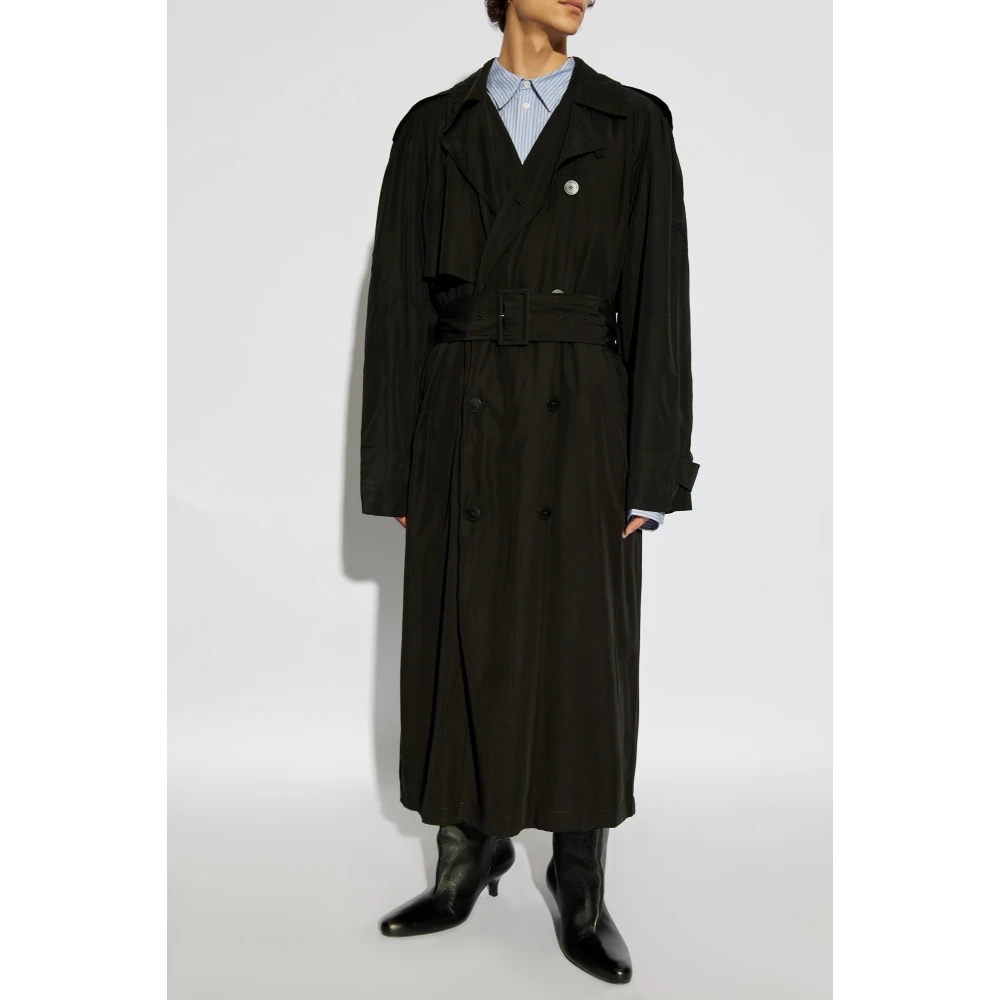 Balenciaga Trenchcoat met riem Black Heren