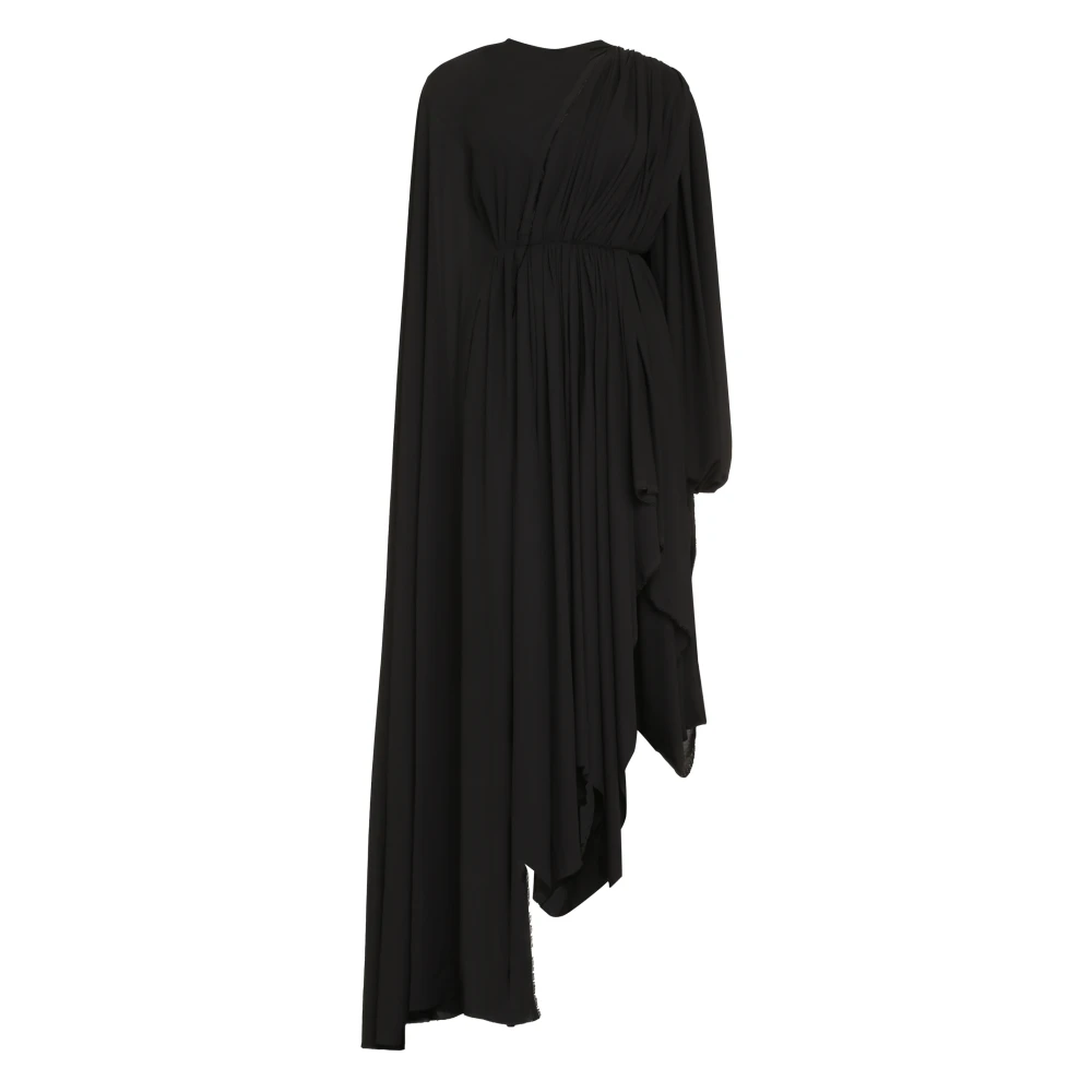 Balenciaga Elegante Crêpe Jurk met Vetersluiting Black Dames