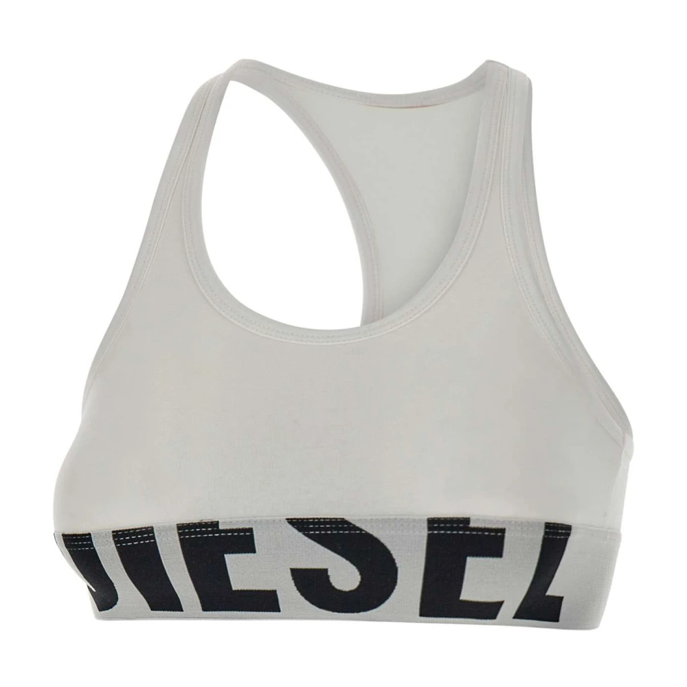 Diesel Witte Katoenen Bralette met Logoband White Dames