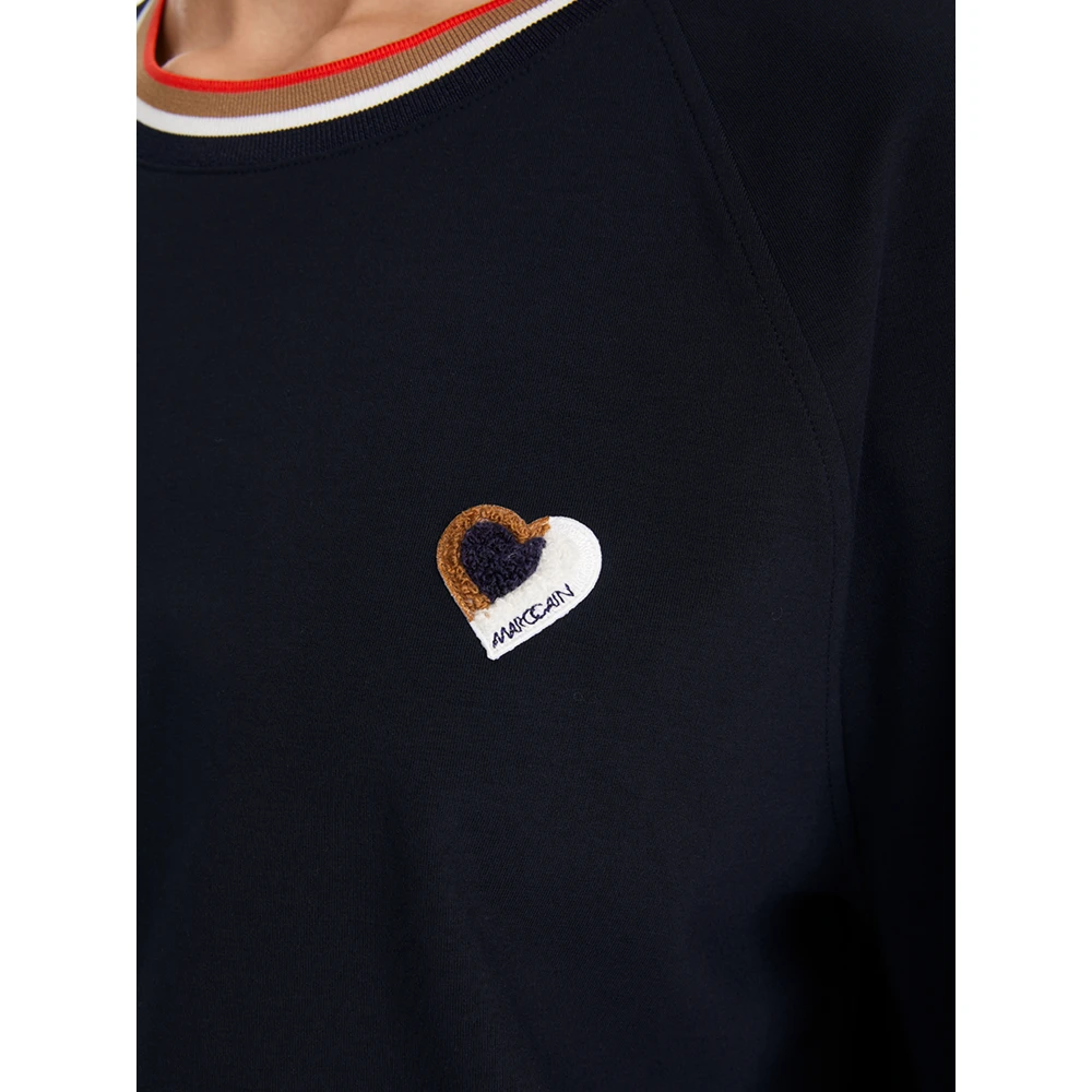 Marc Cain Gestreept Cropped T-shirt Blue Dames