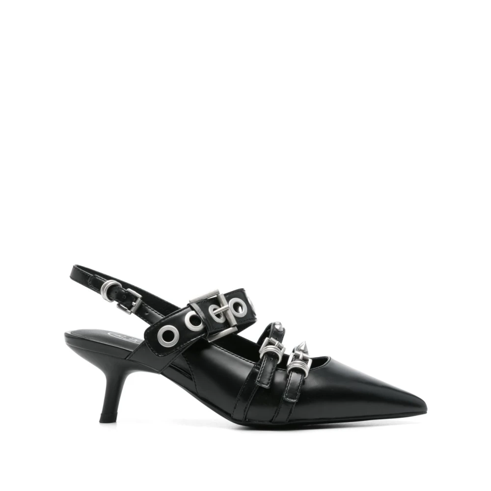 Ash Vrouw Zwart Schoenen Dames, 40 Eu, E Leren Platte Schoenen Met Stud-Detailing