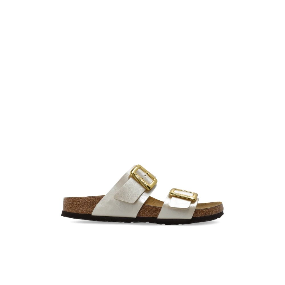 Birkenstock Women's White Sydney Cushion Buckle Sliders - Sliders - 3 Uk- Shoes