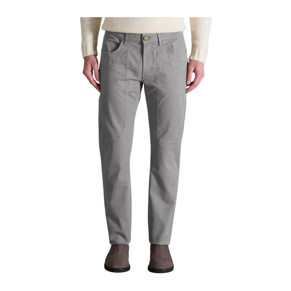 Jeckerson Men's Gray Chinos, W30, Cotton-Blend Zip And Button Trousers With Pockets