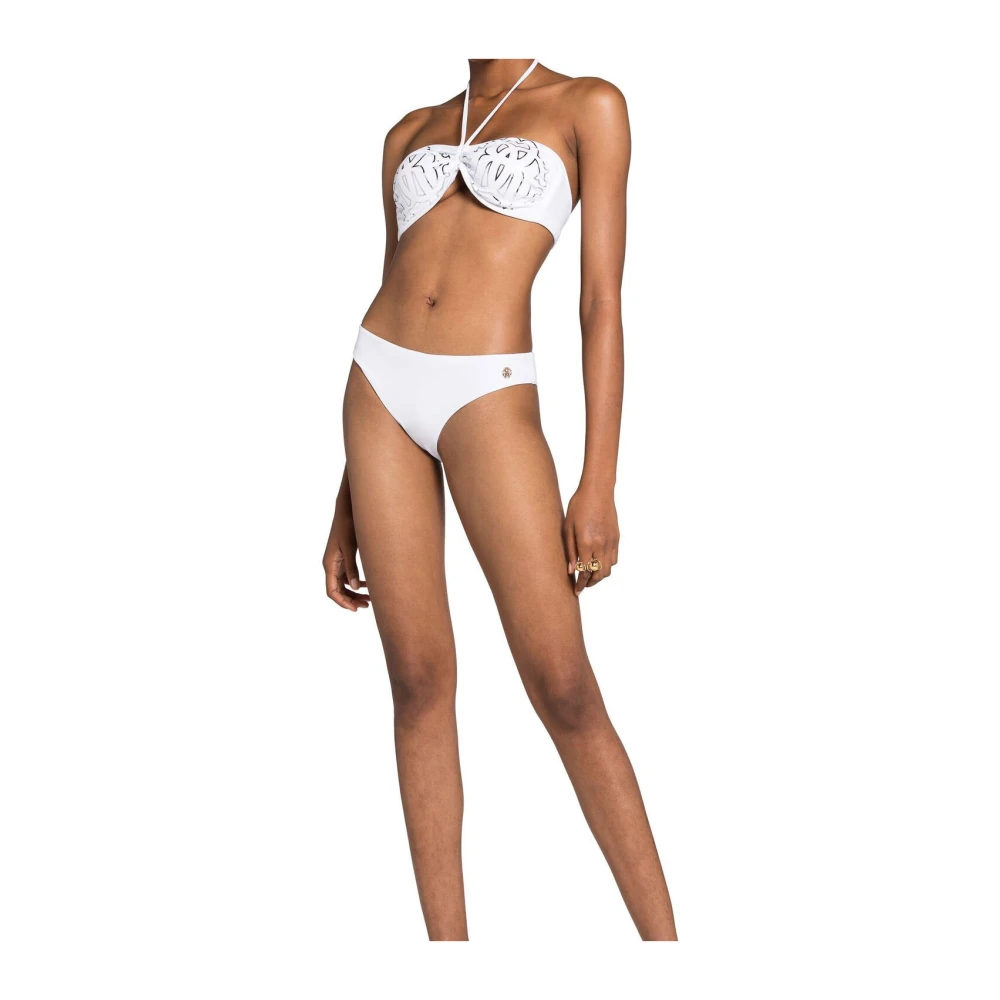 Roberto Cavalli Monogram Bikini met Halternek Blue Dames