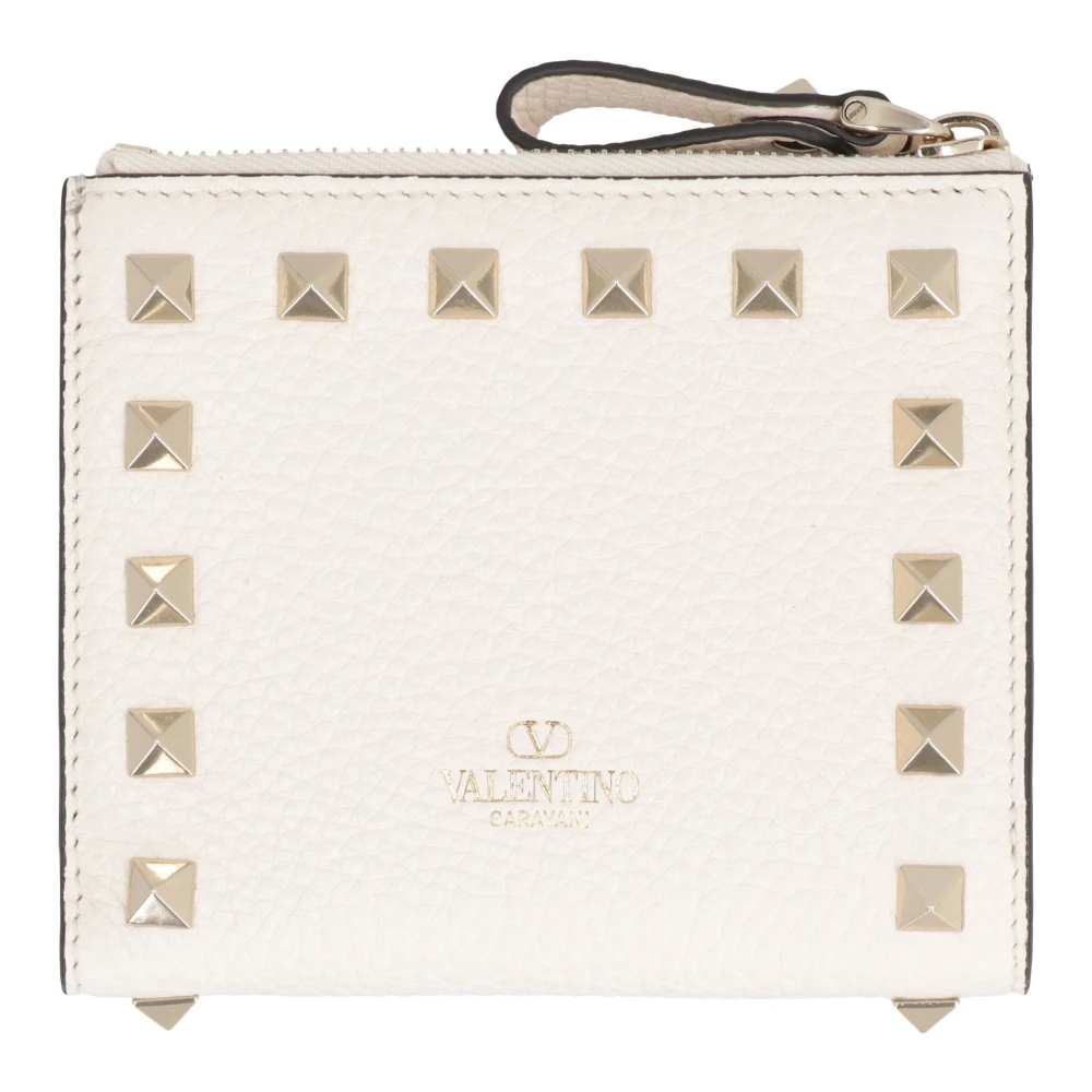 Valentino Rockstud Leren Portemonnee Beige Dames