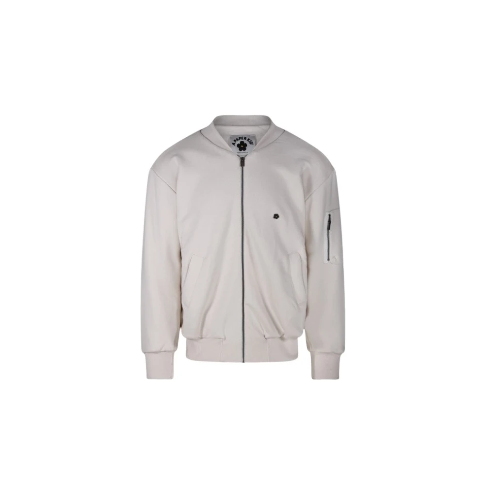 A Paper Kid Cargo Fleece Bomber met trekkoord Beige Heren