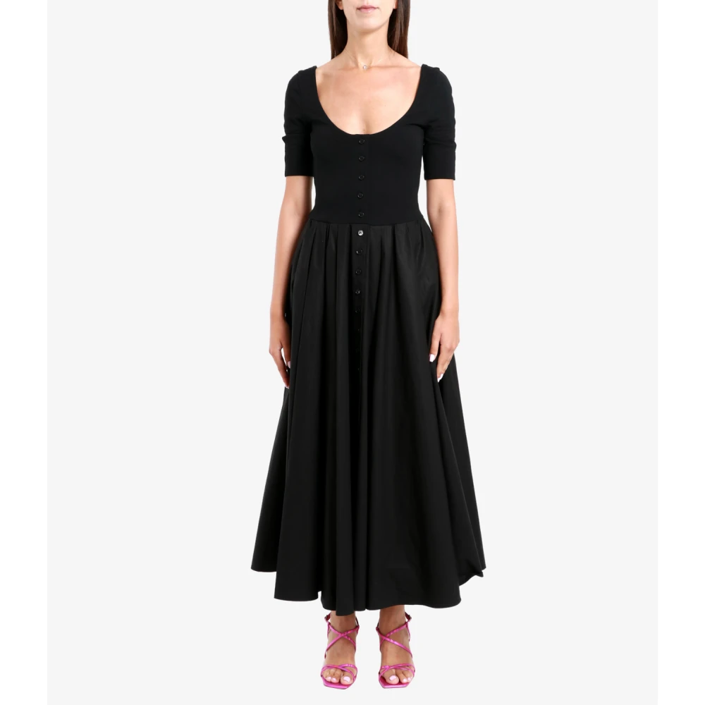 Philosophy di Lorenzo Serafini Zwarte Wijd Uitlopende Lange Jurk Jaren 50 Stijl Black Dames
