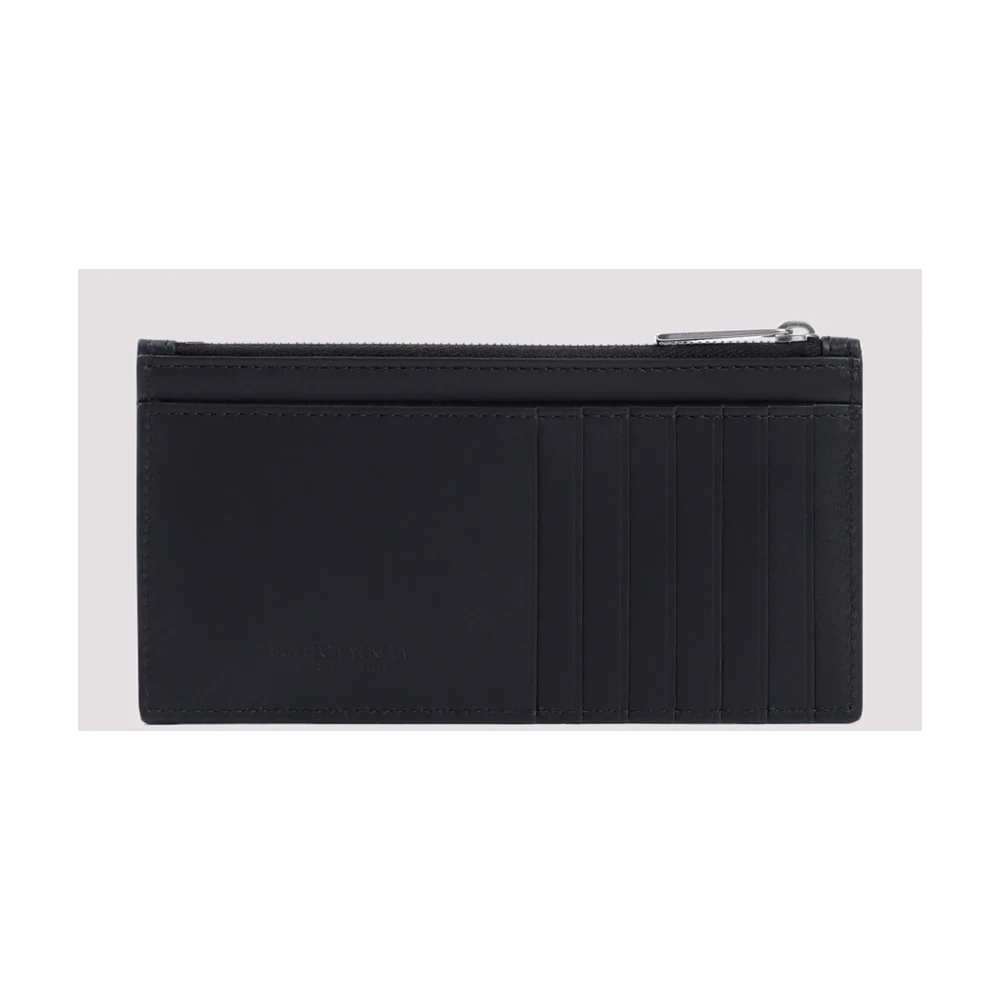 Bottega Veneta Zwart Zilver Intreccio Kaarthouder Black Heren