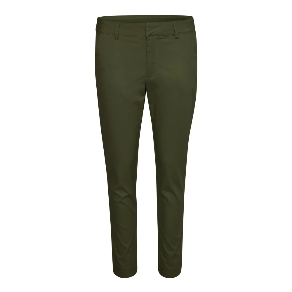 Kaffe Women's Green Slim Fit Chino Trousers Forest Night - Slim-Fit Trousers - S - Trousers